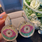 Evil Eye Disc Cubic Zirconia Earrings E6400