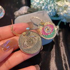 Evil Eye Disc Cubic Zirconia Earrings E6400