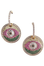 Evil Eye Disc Cubic Zirconia Earrings E6400