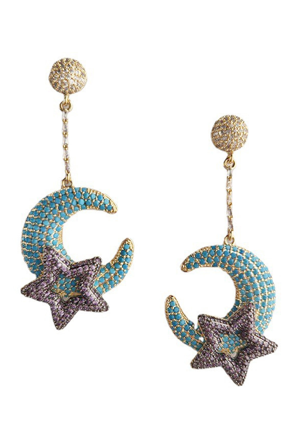 Star Moon Cubic Zirconia Earrings E6409