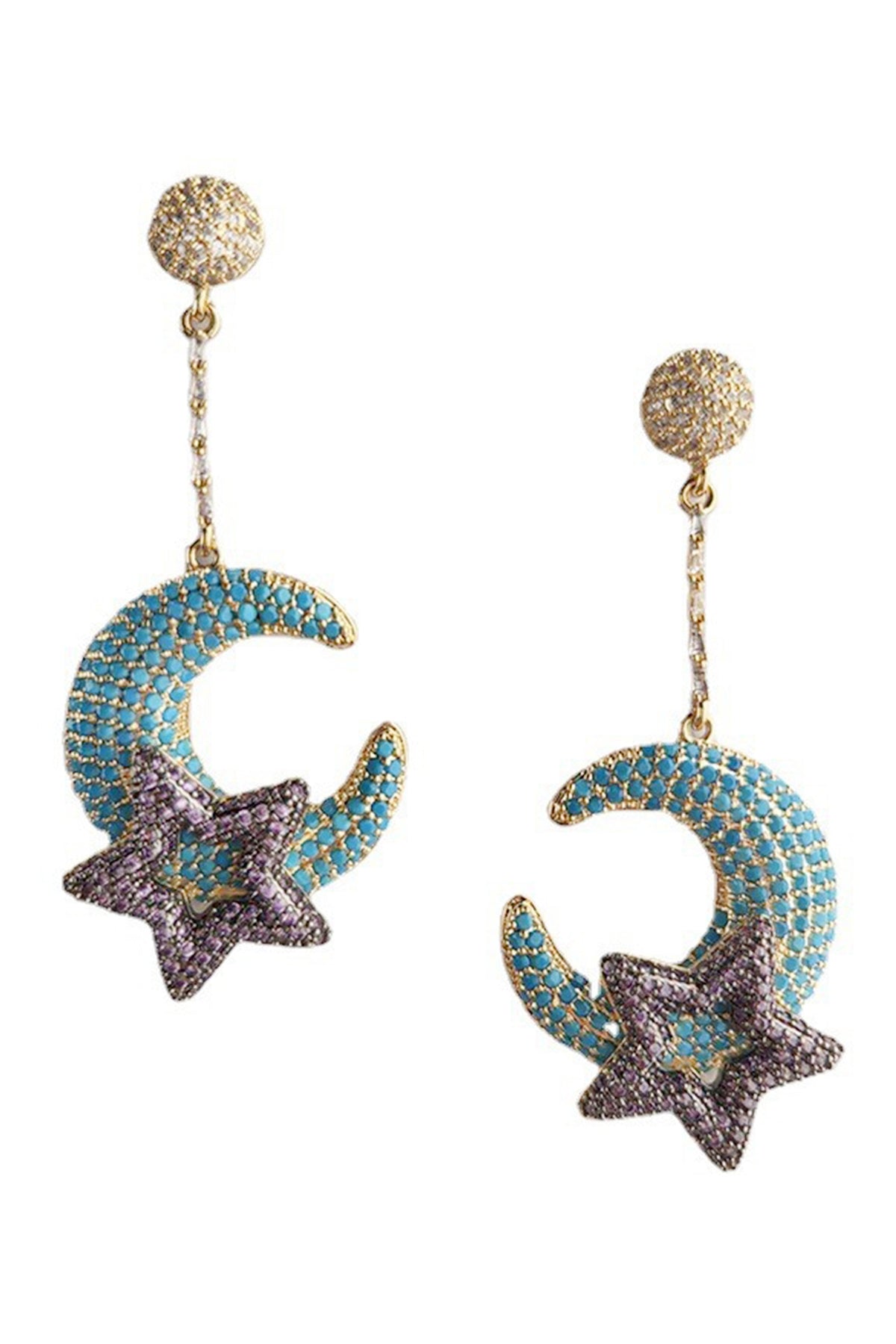 Star Moon Cubic Zirconia Earrings E6409