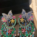 Butterfly Tassel Cubic Zirconia Earrings E6410