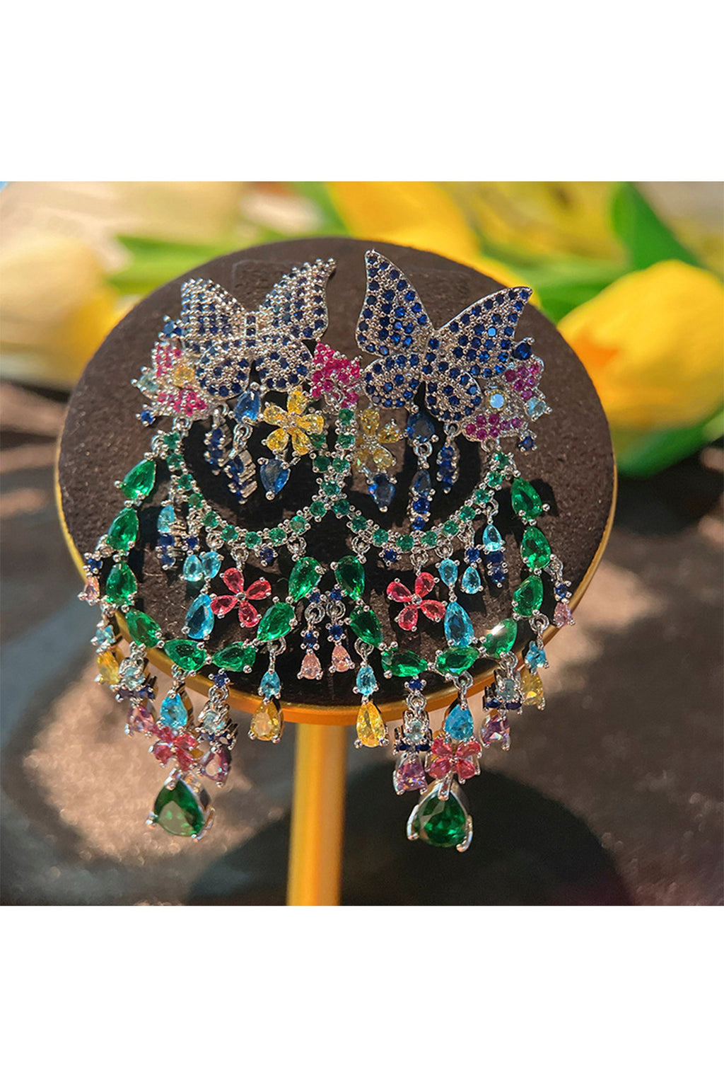 Butterfly Tassel Cubic Zirconia Earrings E6410