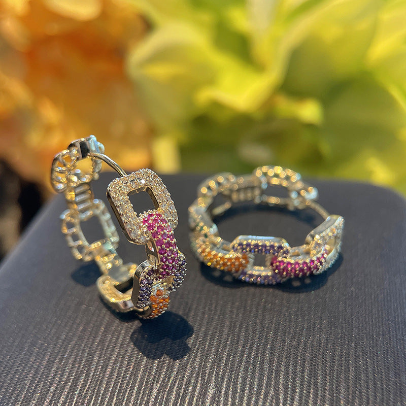 Cubic Zirconia Hoop Earrings E6412