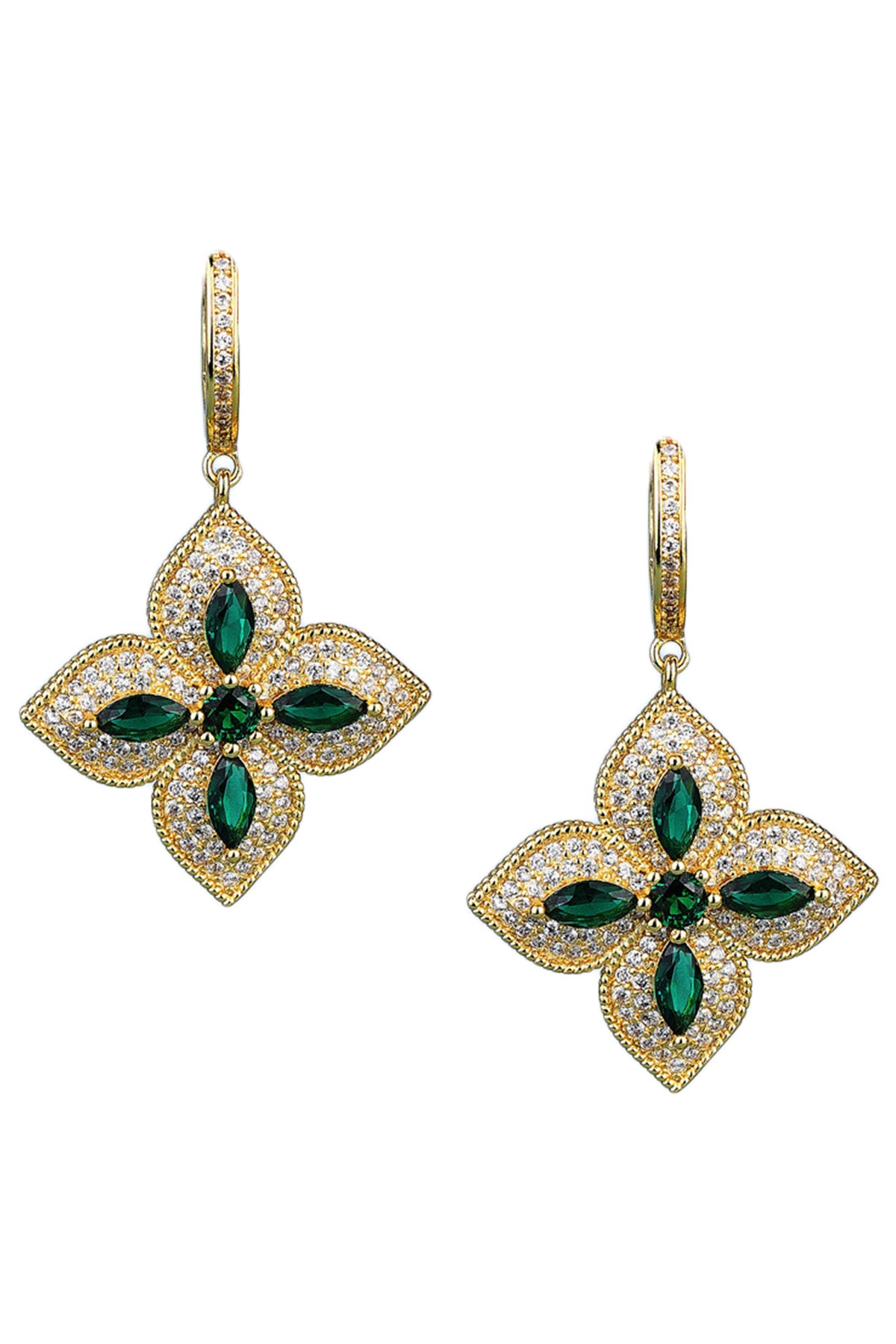 Clover Cubic Zirconia Hoop Earrings E6442