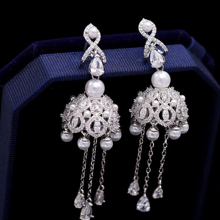 Bell Tassel Cubic Zirconia Earrings E6444