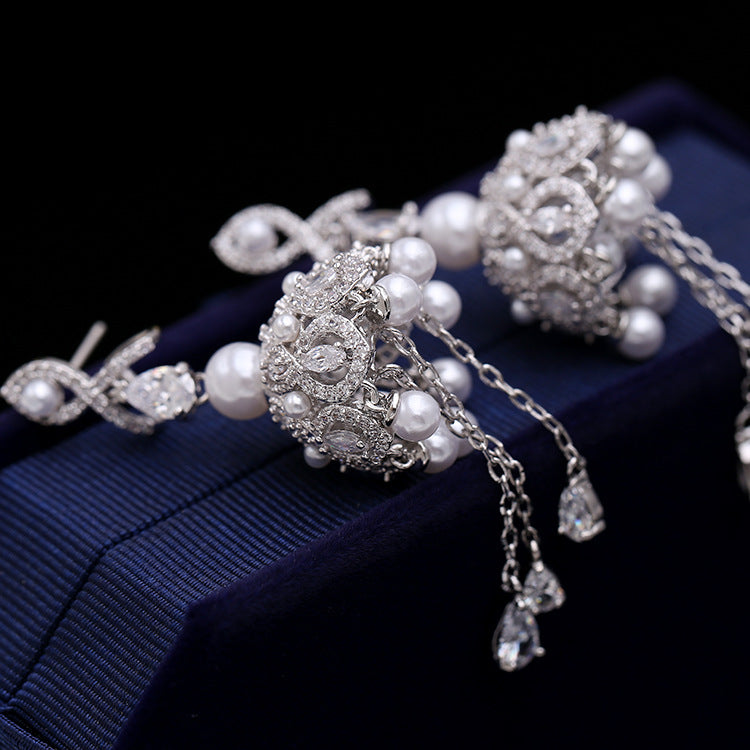 Bell Tassel Cubic Zirconia Earrings E6444
