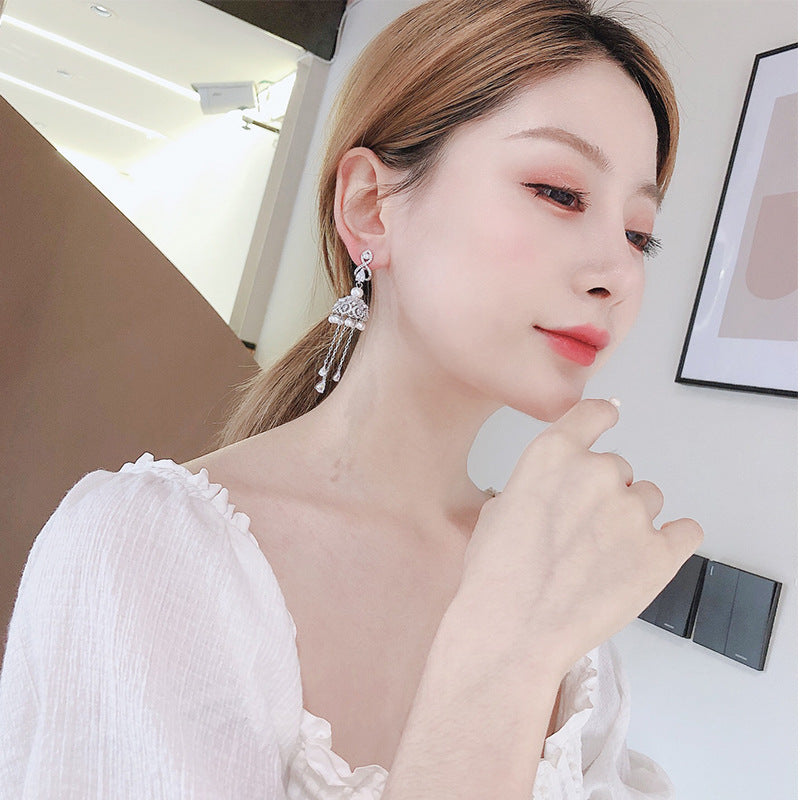 Bell Tassel Cubic Zirconia Earrings E6444
