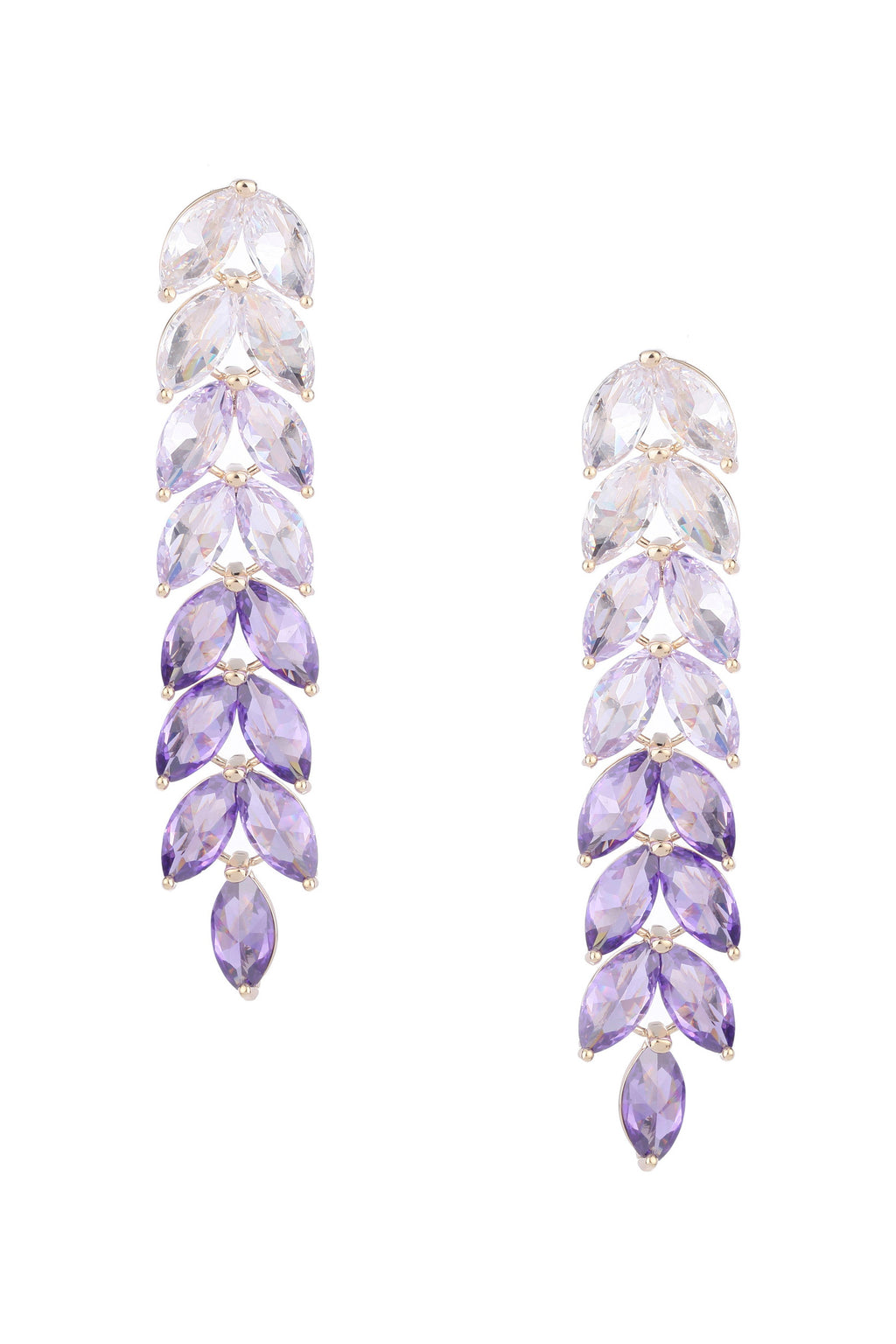 Leaf Tassel Cubic Zirconia Earrings E6449