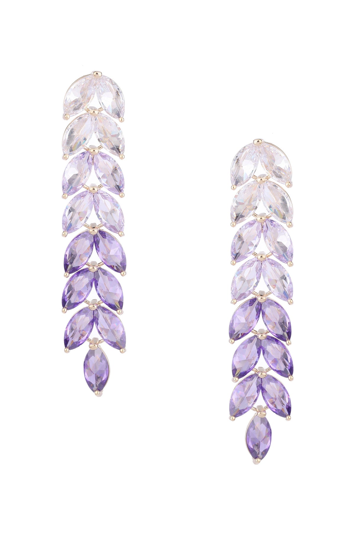 Leaf Tassel Cubic Zirconia Earrings E6449