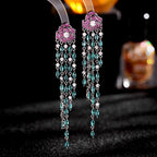 Rose Tassel Cubic Zirconia Earrings E6450
