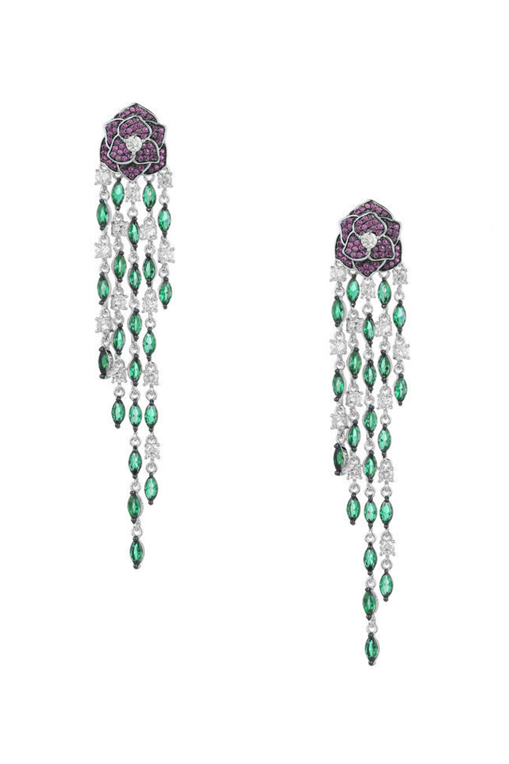 Rose Tassel Cubic Zirconia Earrings E6450