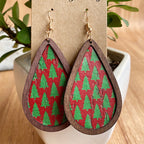 Christmas Tree PU Teardrop Earrings E6564