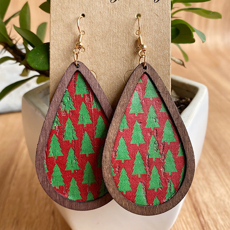 Christmas Tree PU Teardrop Earrings E6564