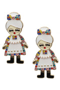 Santa Granny Rhinestone Earrings E6580