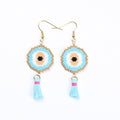 Evil Eye Seed Bead Tassel Earrings E6680