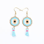 Evil Eye Seed Bead Tassel Earrings E6680