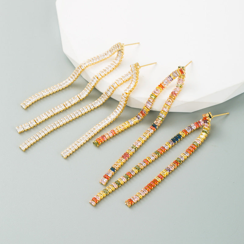 Tassel Cubic Zirconia Earrings E6739