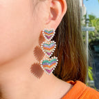 Heart Chain Cubic Zirconia Earrings E6743