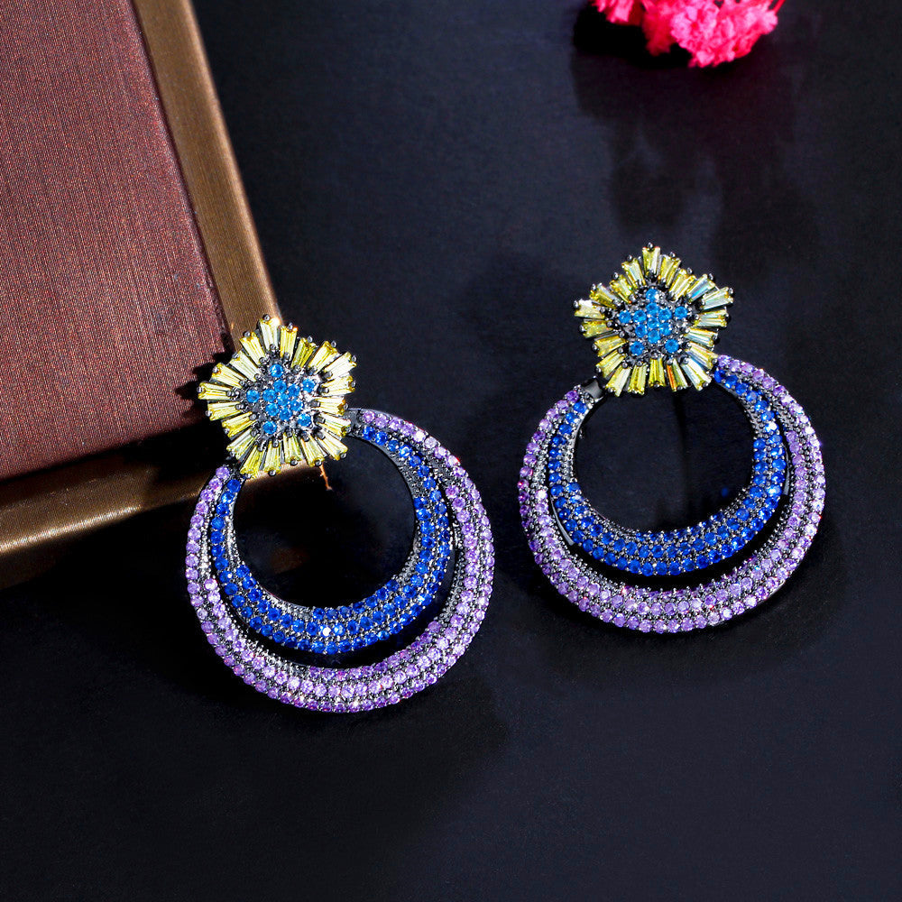Floral Circle Cubic Zirconia Earrings E6749