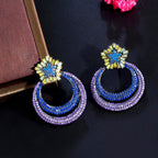 Floral Circle Cubic Zirconia Earrings E6749