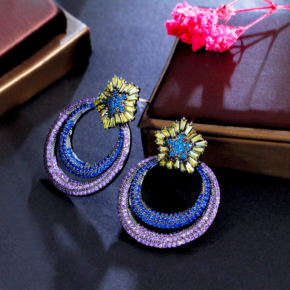 Floral Circle Cubic Zirconia Earrings E6749