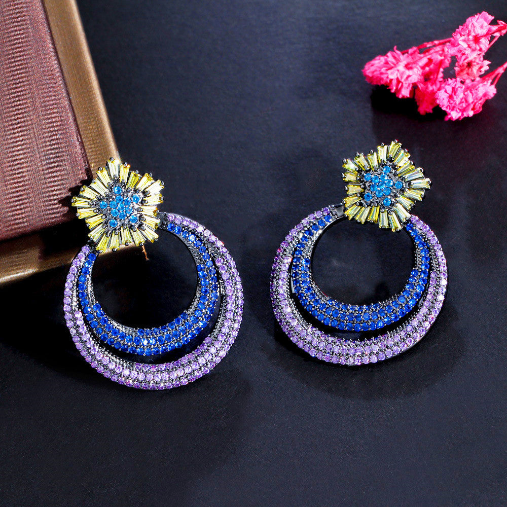 Floral Circle Cubic Zirconia Earrings E6749