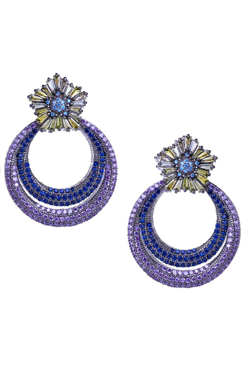 Floral Circle Cubic Zirconia Earrings E6749