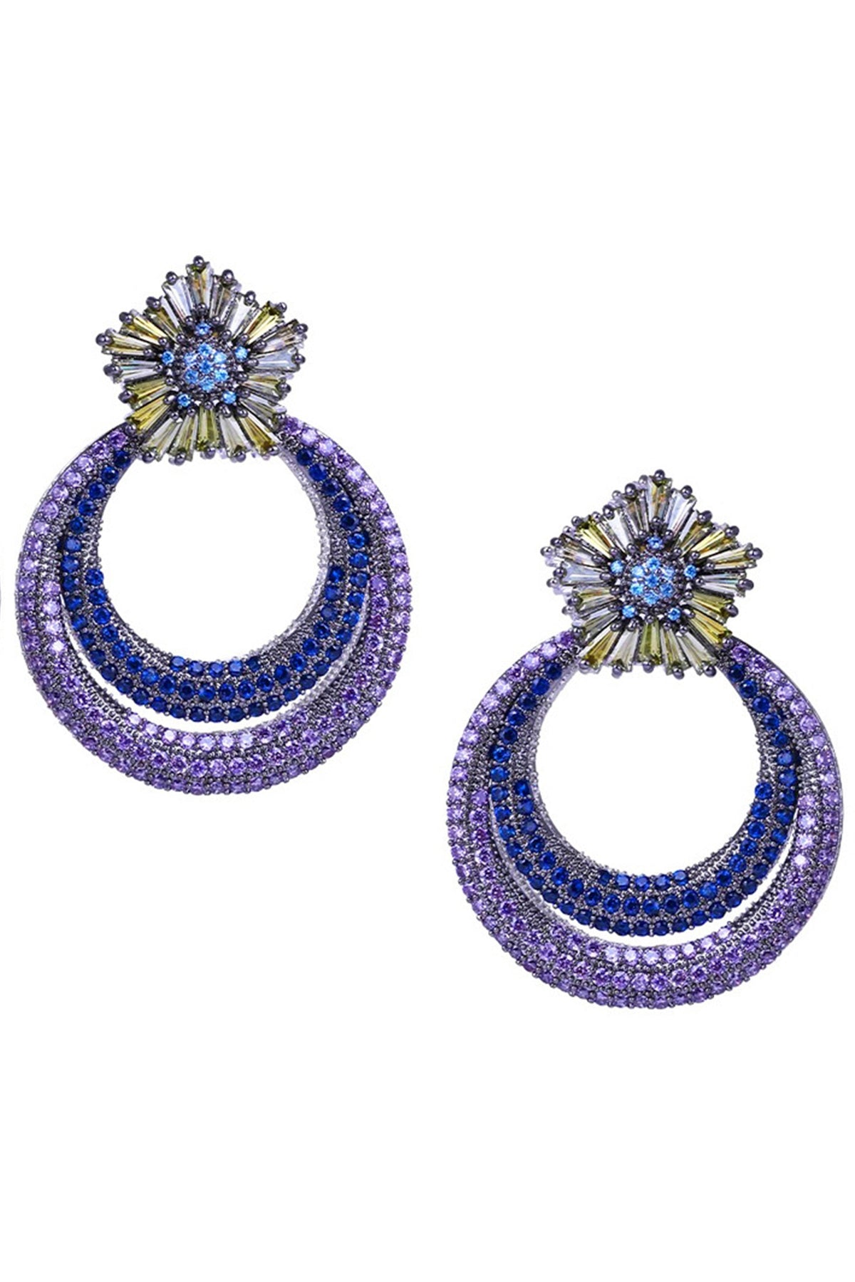 Floral Circle Cubic Zirconia Earrings E6749