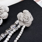 Rose Tassel Cubic Zirconia Earrings E6768