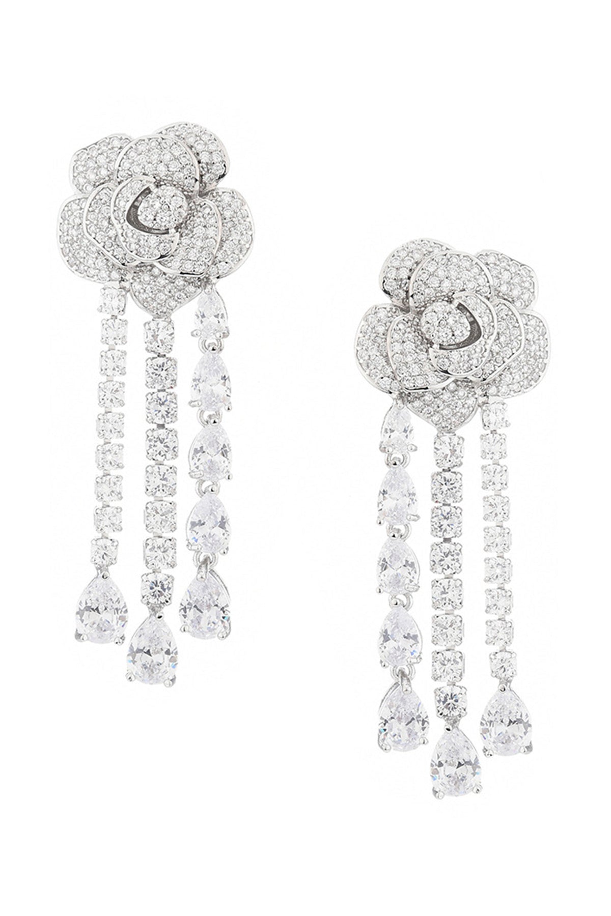 Rose Tassel Cubic Zirconia Earrings E6768