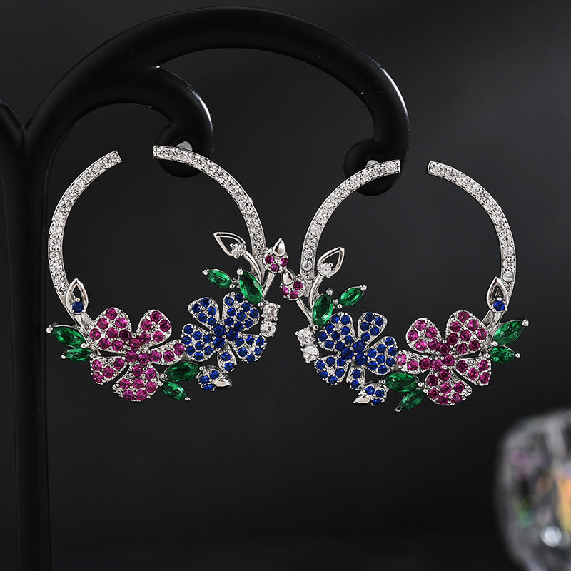 Wreath Cubic Zirconia Hoop Earrings E6770