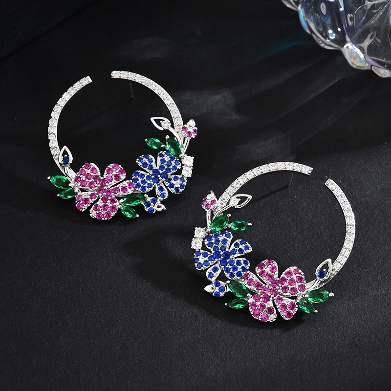 Wreath Cubic Zirconia Hoop Earrings E6770