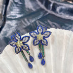Flower Tassel Cubic Zirconia Earrings E6772