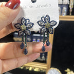 Flower Tassel Cubic Zirconia Earrings E6772