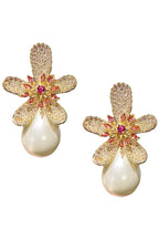 Flower Pearl Cubic Zirconia Earrings E6775