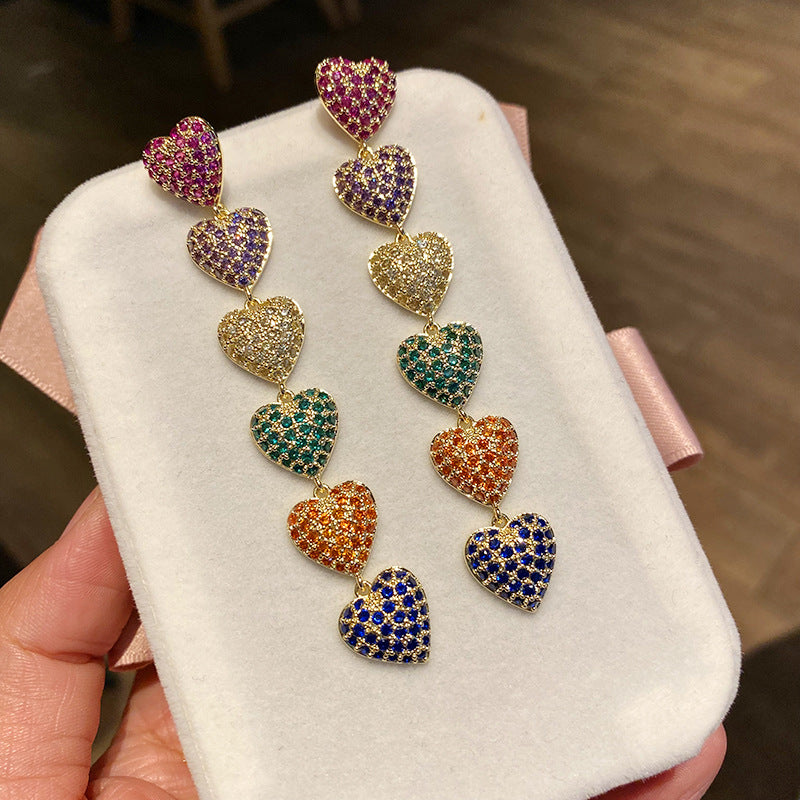 Heart Chain Cubic Zirconia Earrings E6776