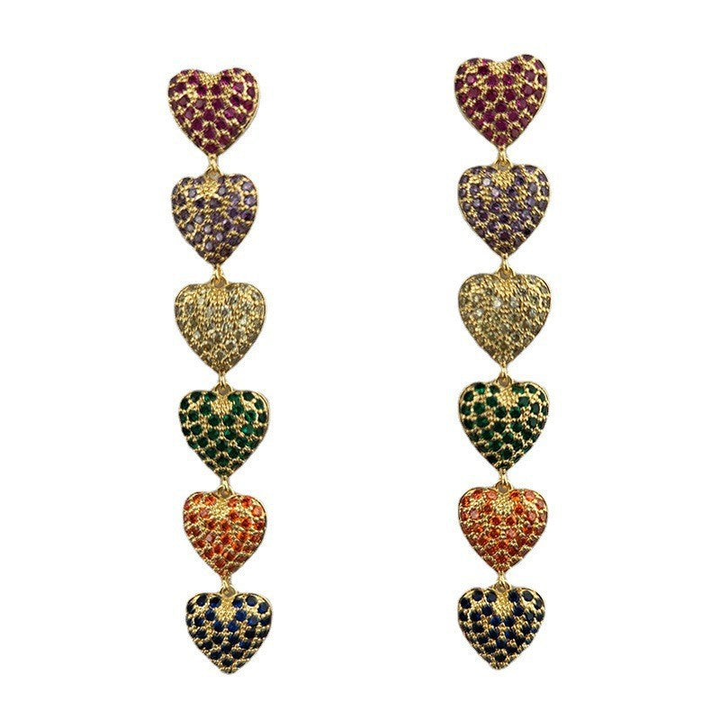Heart Chain Cubic Zirconia Earrings E6776