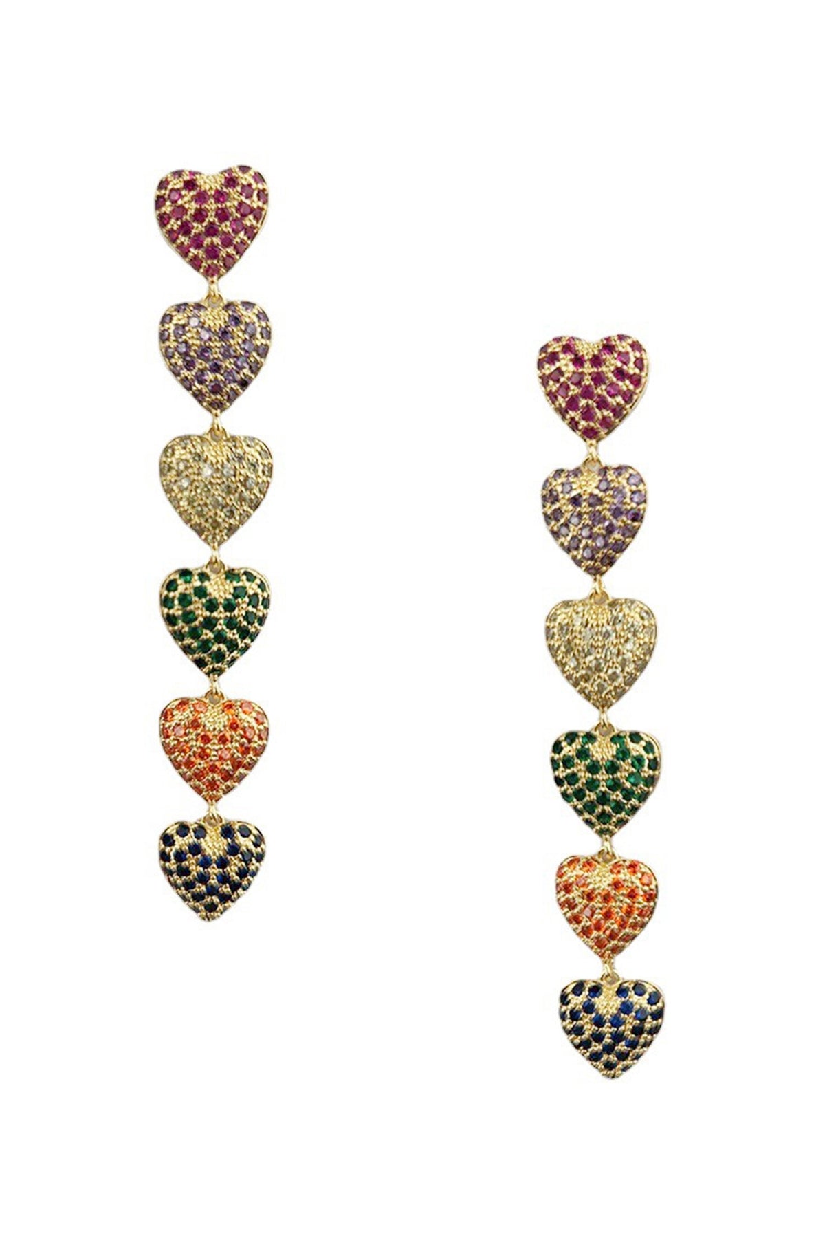 Heart Chain Cubic Zirconia Earrings E6776