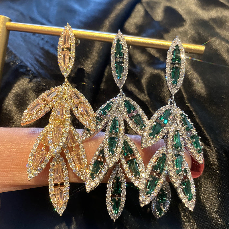 Leaf Cubic Zirconia Earrings E6779