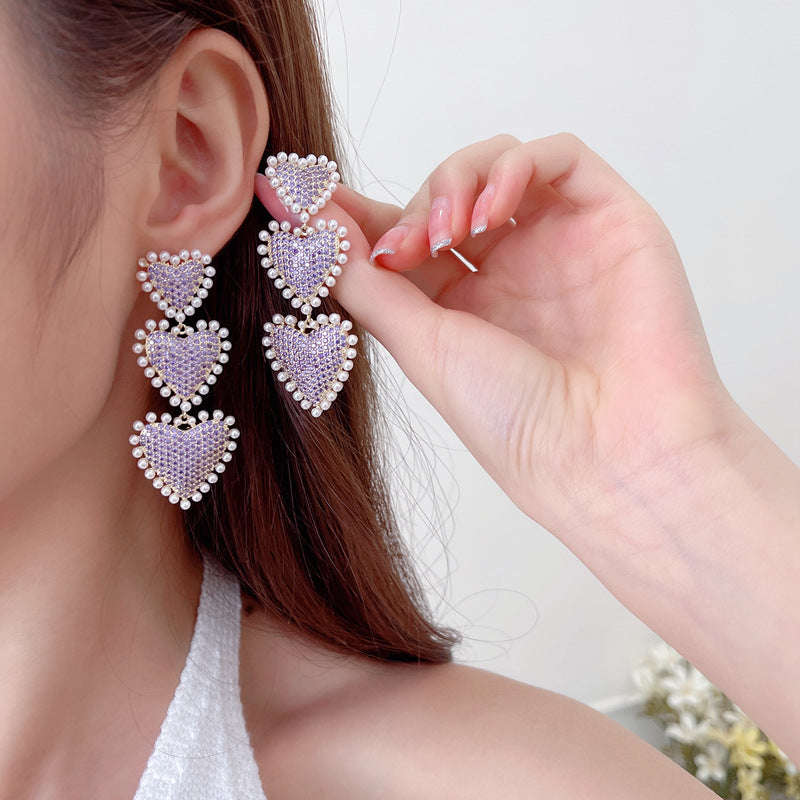 Heart Chain Cubic Zirconia Earrings E6780