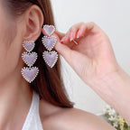 Heart Chain Cubic Zirconia Earrings E6780