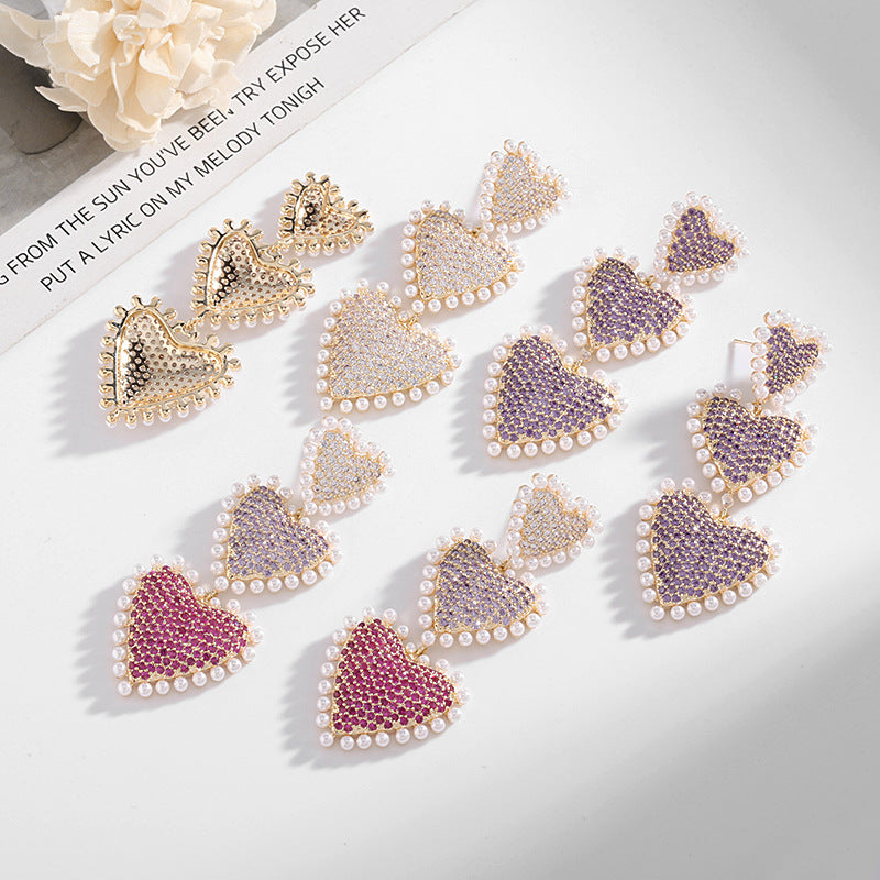 Heart Chain Cubic Zirconia Earrings E6780