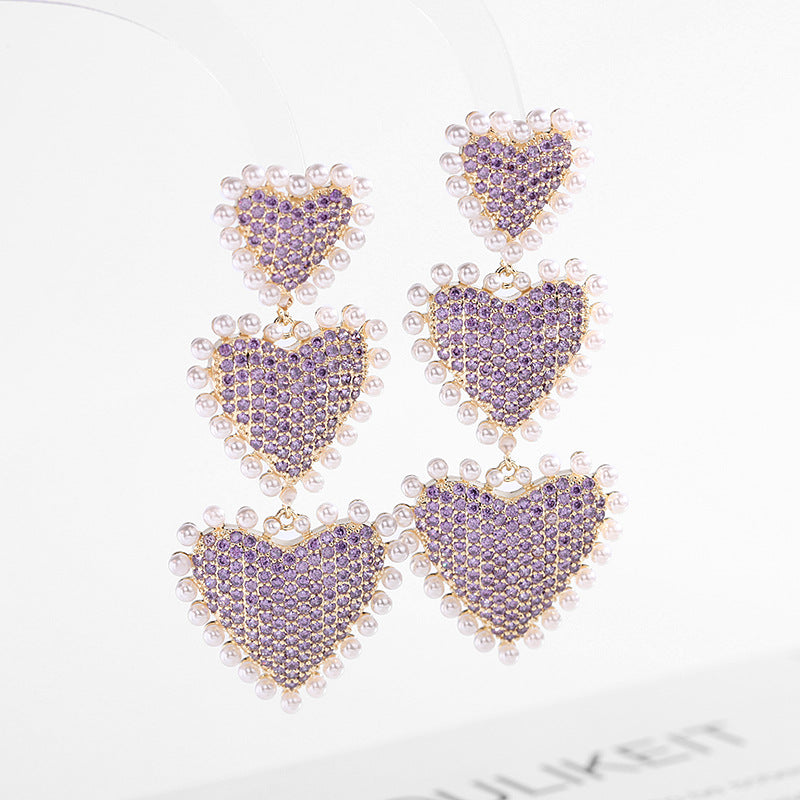 Heart Chain Cubic Zirconia Earrings E6780