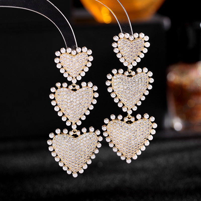 Heart Chain Cubic Zirconia Earrings E6780