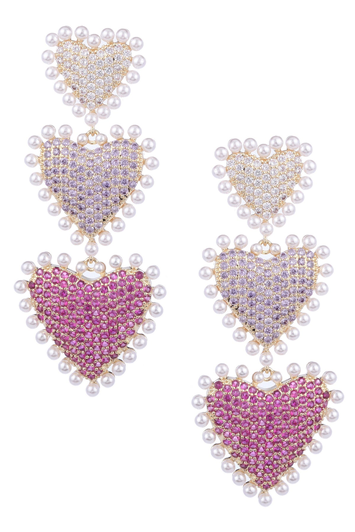 Heart Chain Cubic Zirconia Earrings E6780