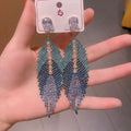 Leaf Cubic Zirconia Tassel Earrings E6812