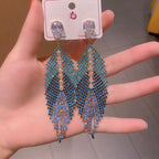 Leaf Cubic Zirconia Tassel Earrings E6812