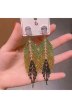 Leaf Cubic Zirconia Tassel Earrings E6812