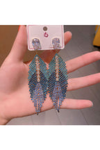 Leaf Cubic Zirconia Tassel Earrings E6812
